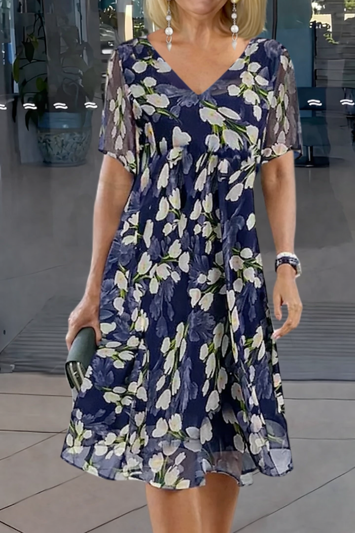 Stephanie™ | Floral Print Double Tunic Dress