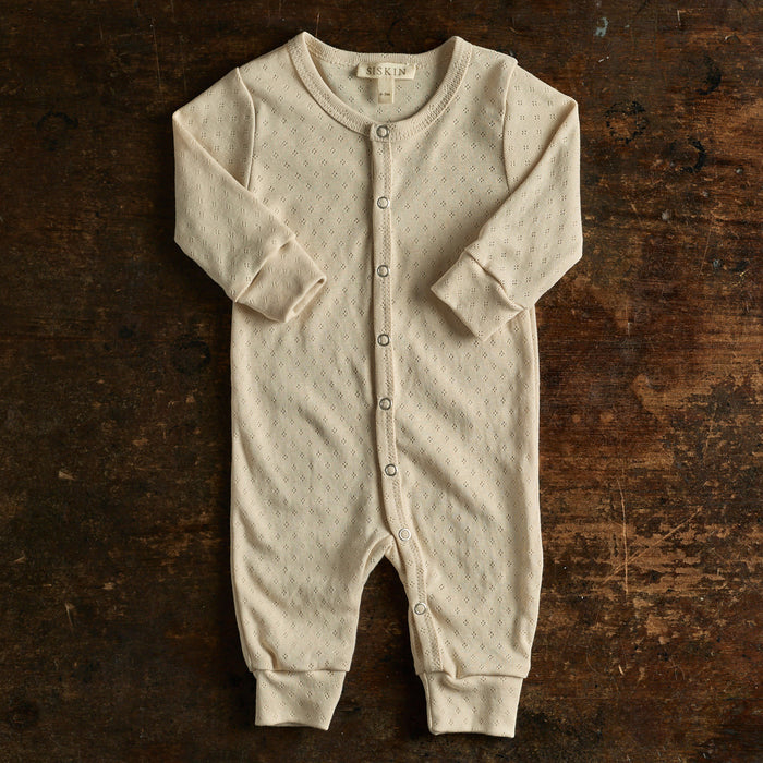 Stork Baby Pyjamas - Cotton Pointelle - Shell