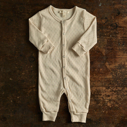 Stork Baby Pyjamas - Cotton Pointelle - Shell