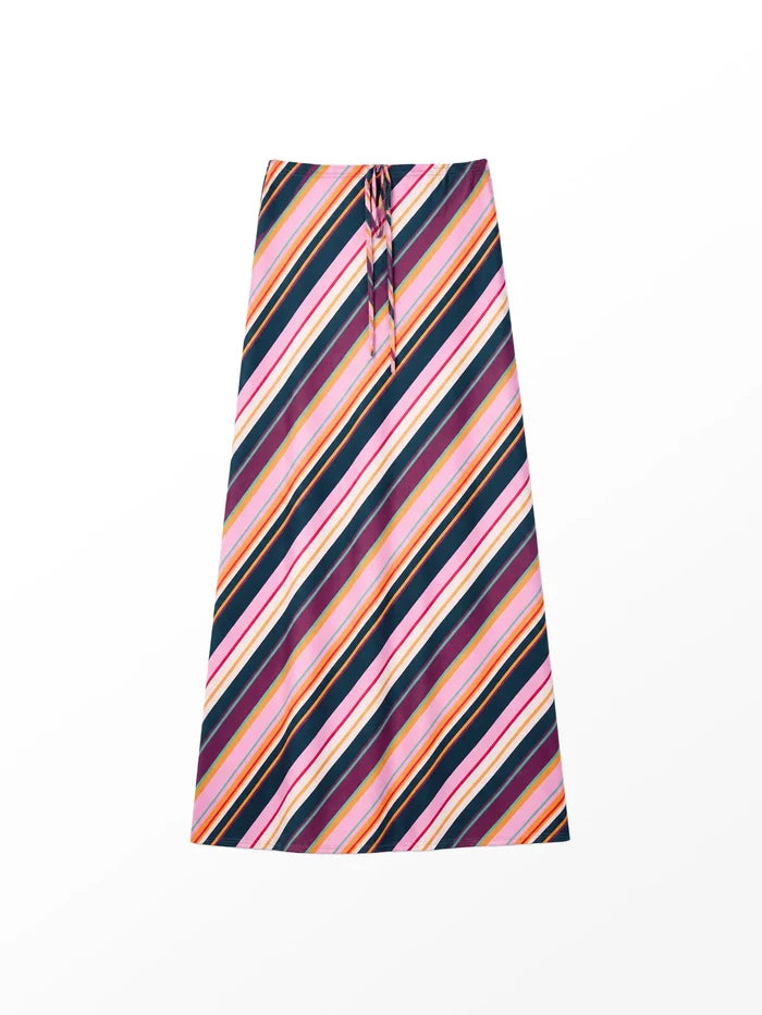 Stripe Bias Cut Maxi Skirt