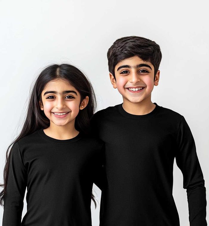 Smart Fit Black Round Neck Long Sleeve Shirt for Boy - Hinz Clothing