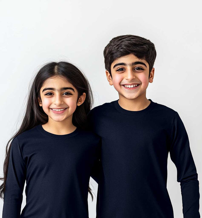 Smart Fit Black Round Neck Long Sleeve Shirt for Boy - Hinz Clothing