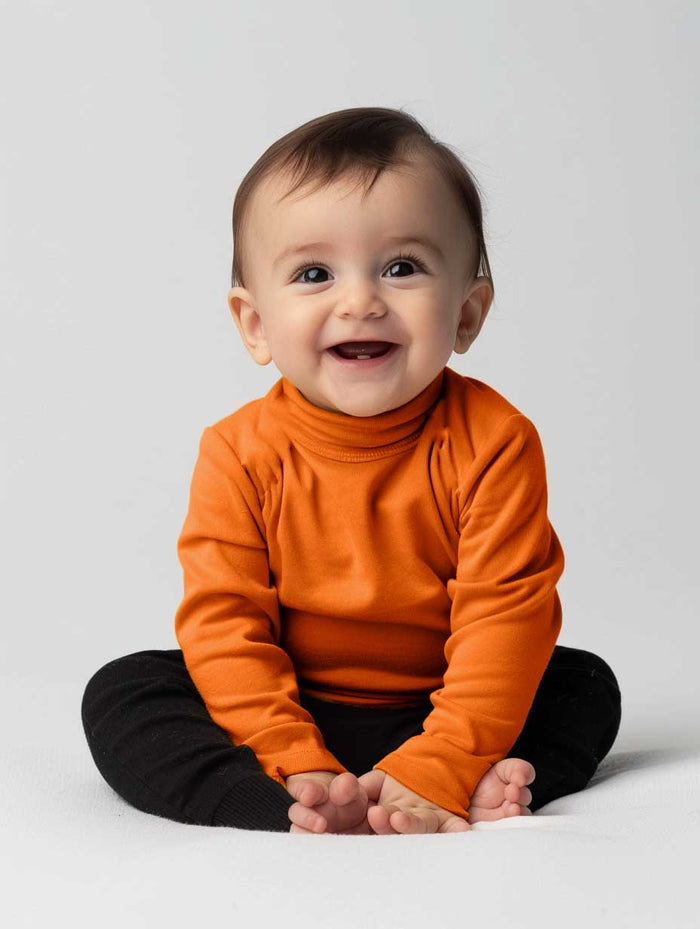 Stylish Plain High Neck Top – Girls Orange - Hinz Clothing