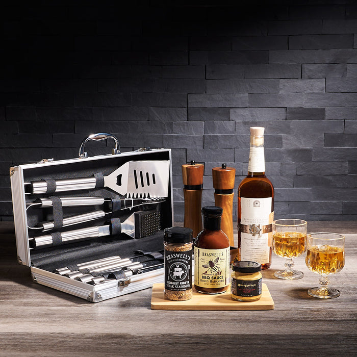 Summer BBQ and Liquor Gift Set, bbq gift, barbecue gift, liquor gift, liquor, gourmet gift, grilling gift, summer gift