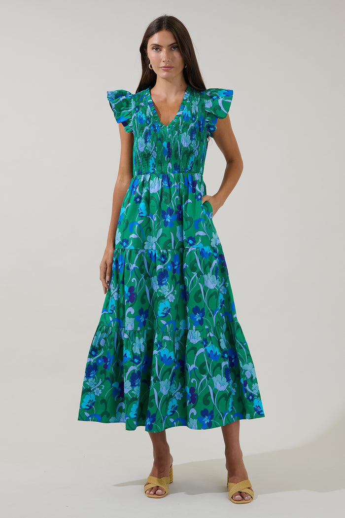 Sunfire Tiered Midi Dress Lomeli Floral
