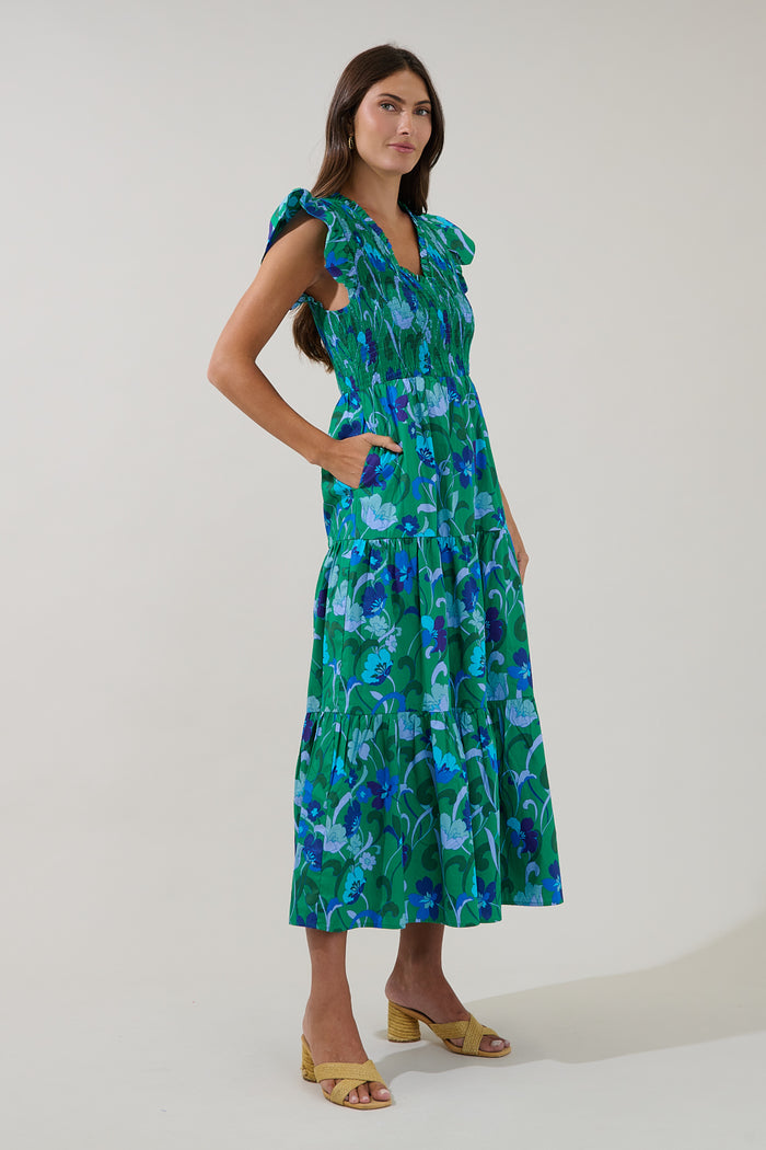 Sunfire Tiered Midi Dress Lomeli Floral