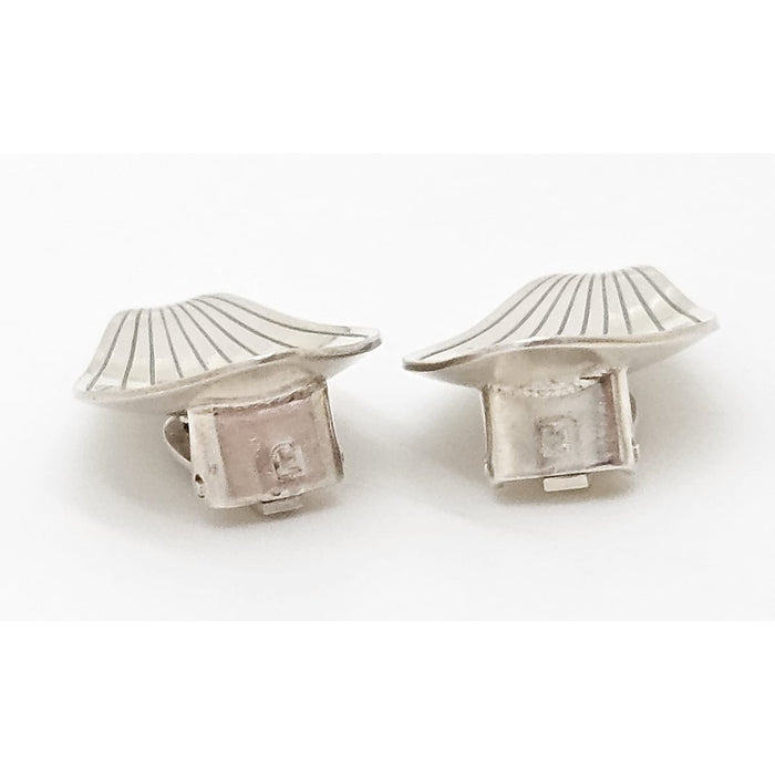 Superb Anton Michelsen Denmark Sterling Scandi Modernist Earrings 1950s, alternate product view 4