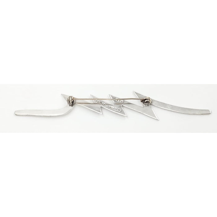 Taxco Sterling Artisan Brooch Jewelry Superb Taxco Designer Sterling Lightening Bolt Brooch Nearly 5" Long! C 1980s