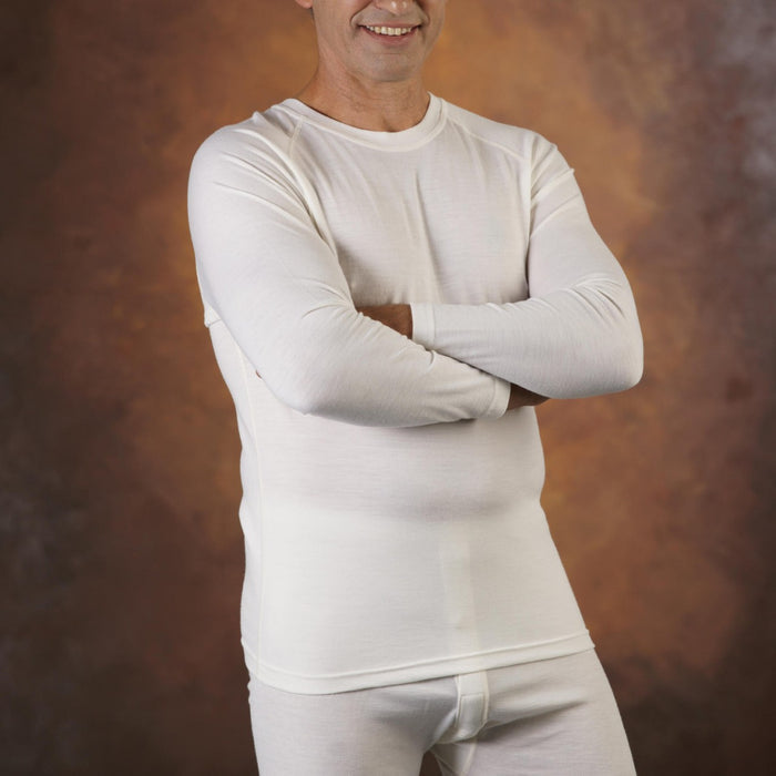 Man wearing crew neck long sleeve vest