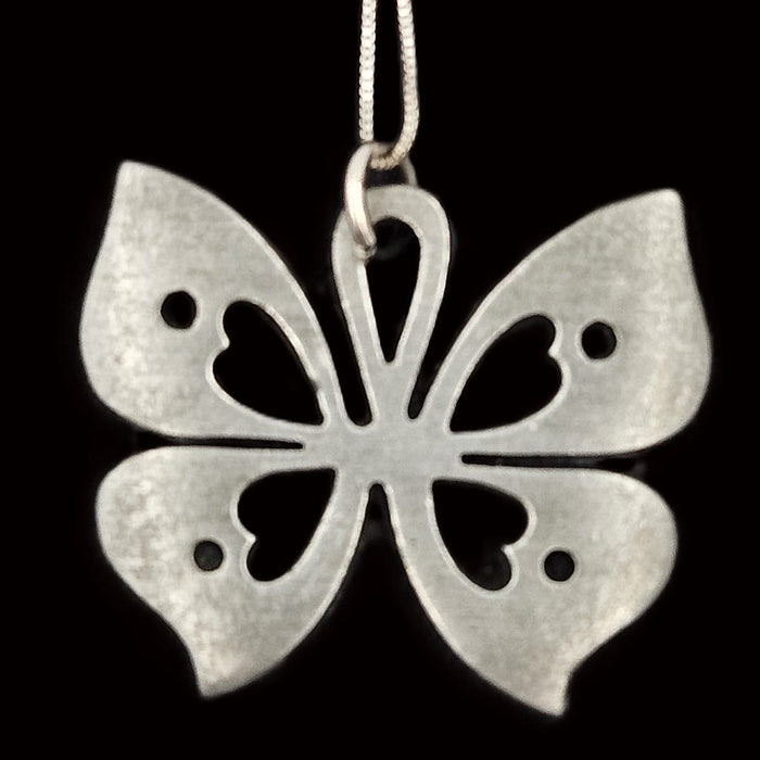 Rune Tennesmed Jewelry Sweden Rune Tennesmed Pewter Butterfly Pendant Sterling Necklace C. 1960's