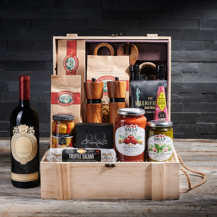Taste of Italy BroCrate, gourmet gift, pasta gift, wine gift, meal kit