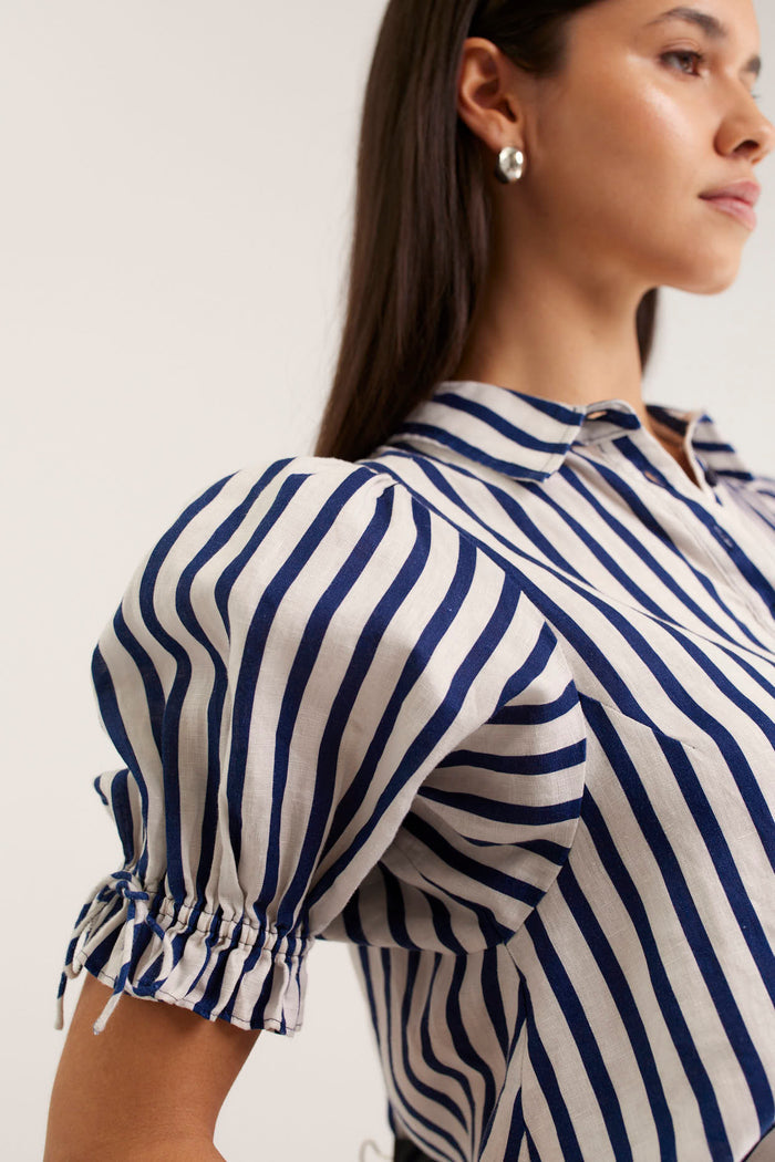 Tessa Breton Shirt  In Navy/White
