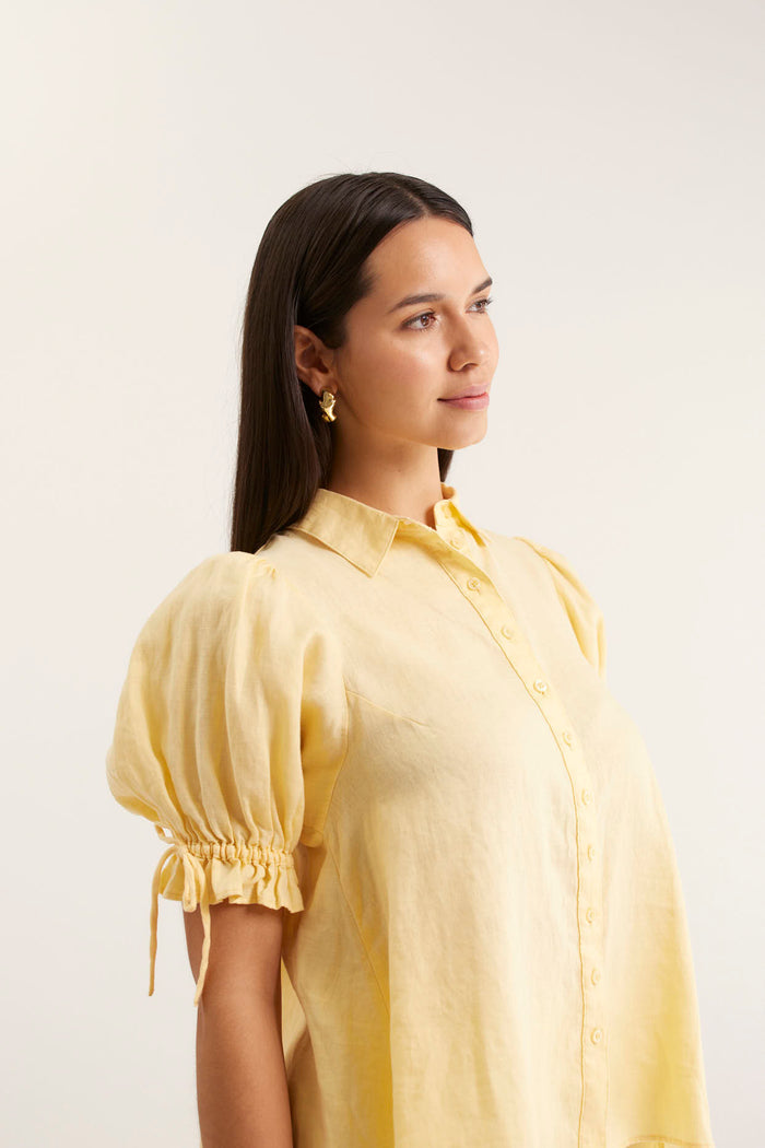 Tessa Linen Shirt In Lemon