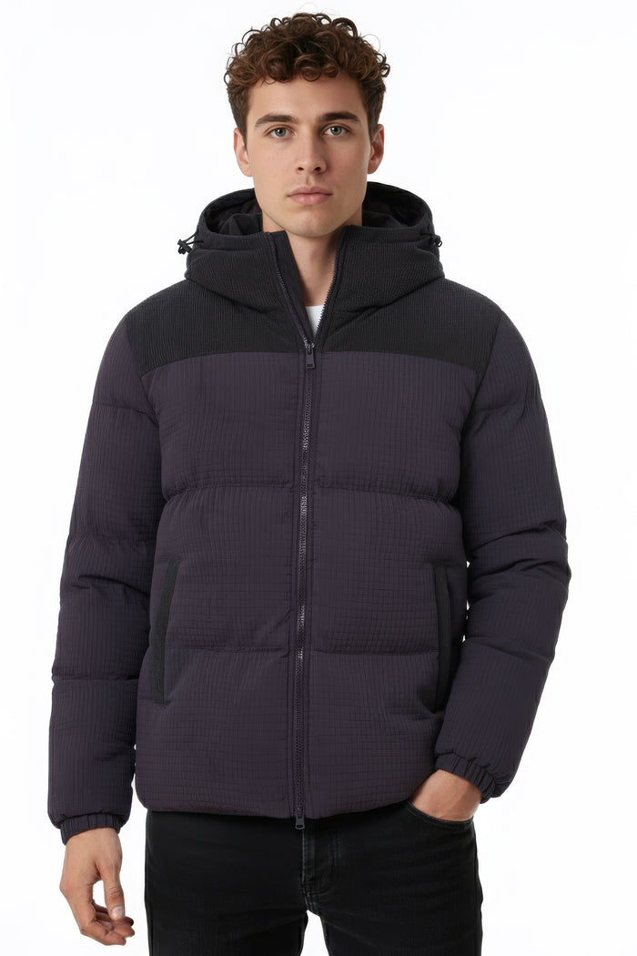Textured Panel Puffer Jacket
