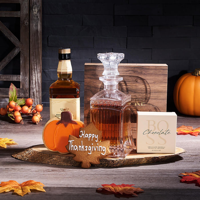 Thanksgiving Spirits & Sweets Gift, liquor gift, liquor, chocolate gift, chocolate, thanksgiving gift, thanksgiving, fall gift, fall