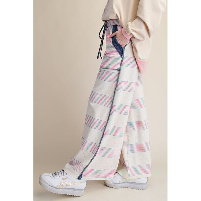 The Coastal Stripe Wide Leg Pants 0244 - Pink