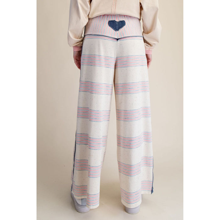 The Coastal Stripe Wide Leg Pants 0244 - Pink