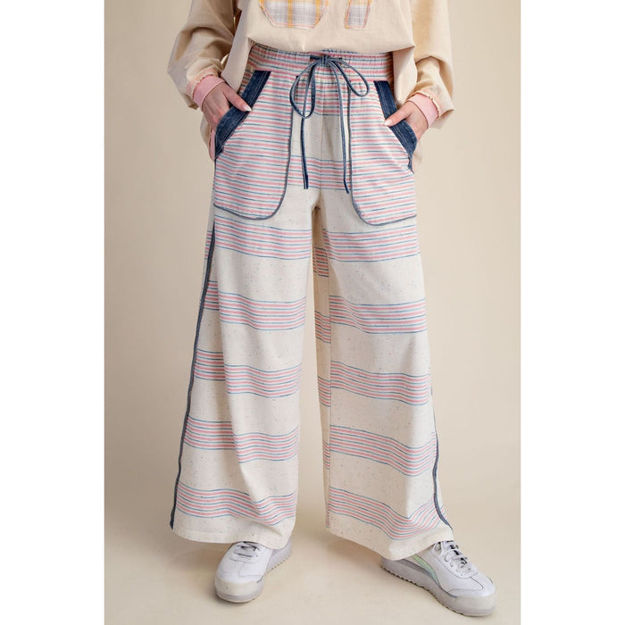 The Coastal Stripe Wide Leg Pants 0244 - Pink