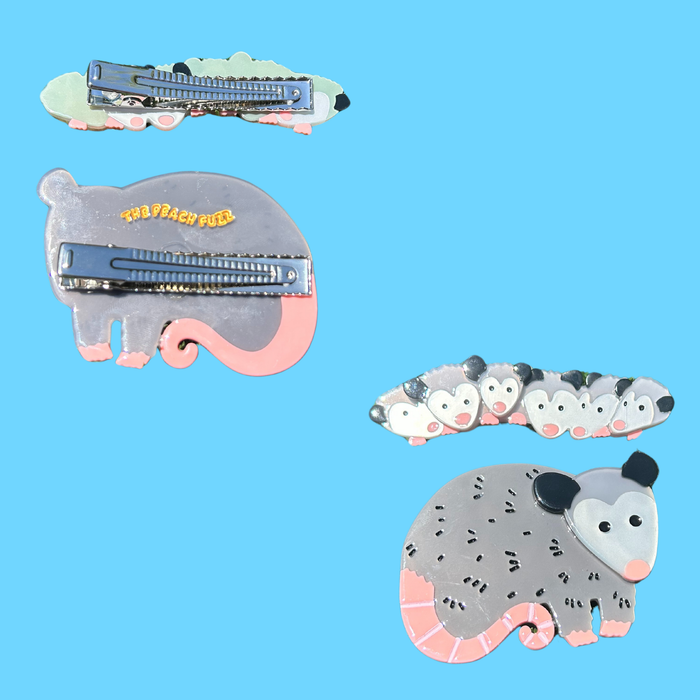 The Peach Fuzz Opossum Family Clip Set