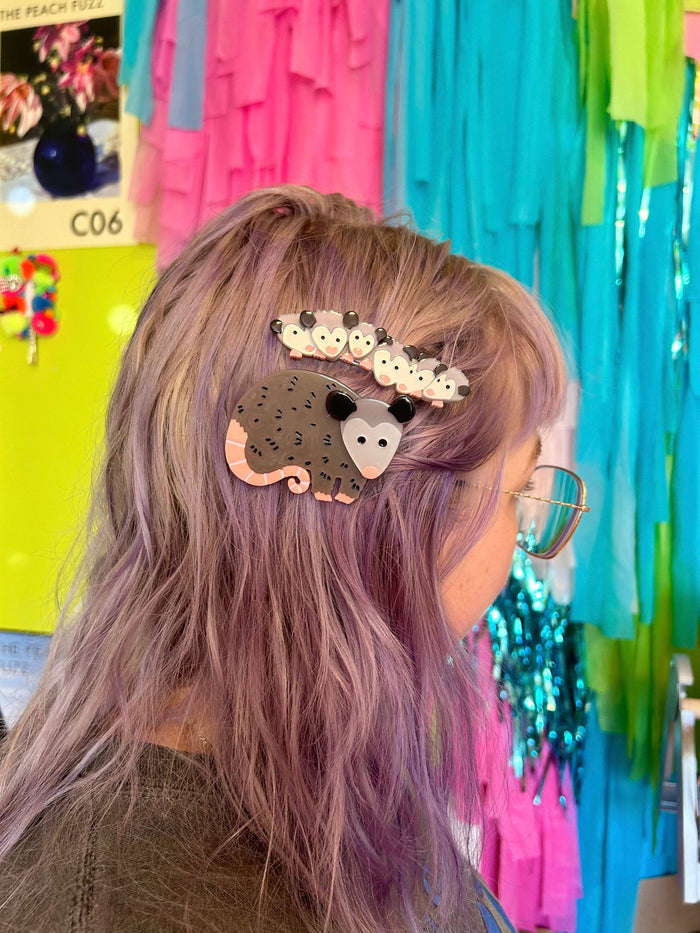 The Peach Fuzz Opossum Family Clip Set