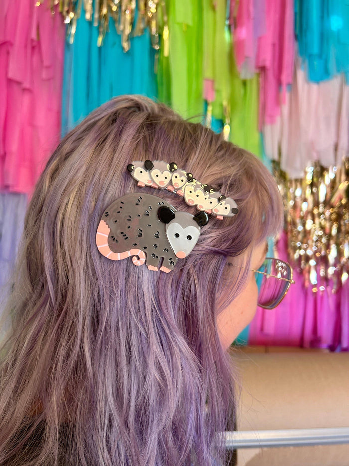 The Peach Fuzz Opossum Family Clip Set