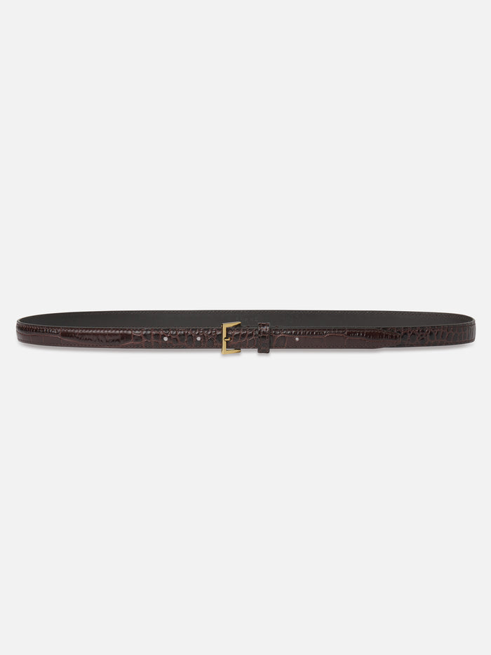 The Petite Square Buckle Belt -- Pomegranate Croc