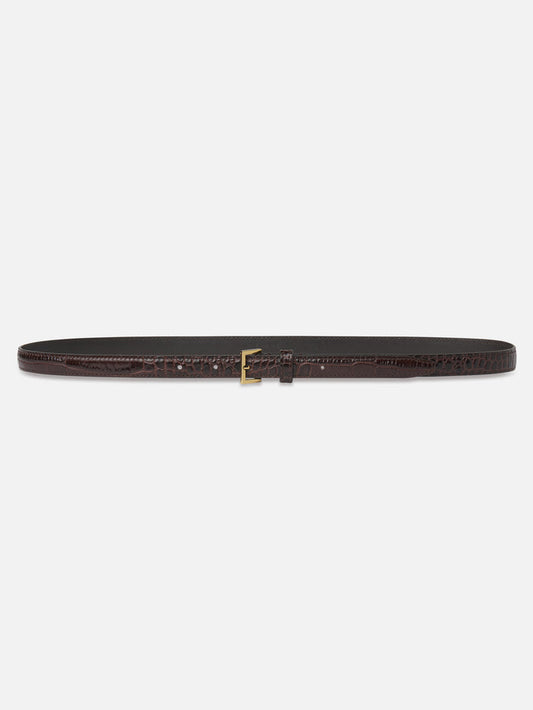 The Petite Square Buckle Belt -- Pomegranate Croc