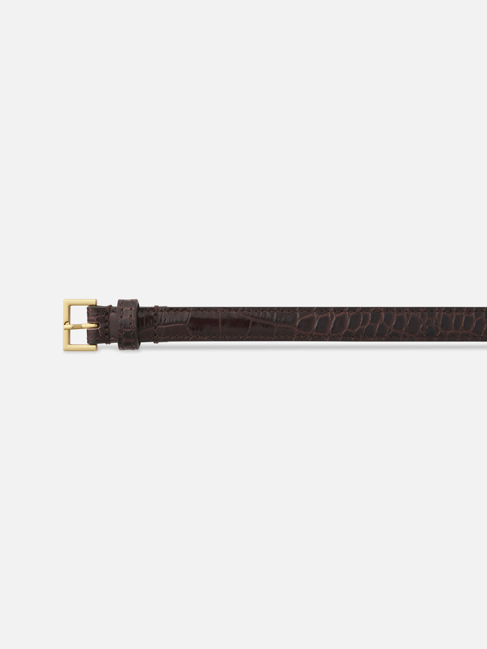 The Petite Square Buckle Belt -- Pomegranate Croc