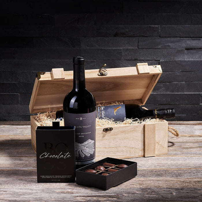 The Wine & Chocolate BroCrate Duo, chocolate gift, wine gift