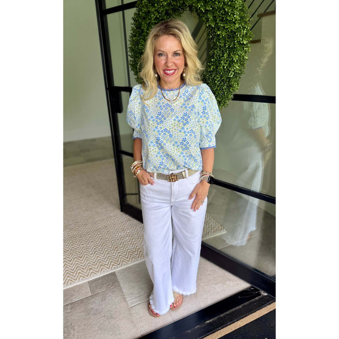 Thea Top – Larkspur Fields Blue Floral - SALE was $58.95