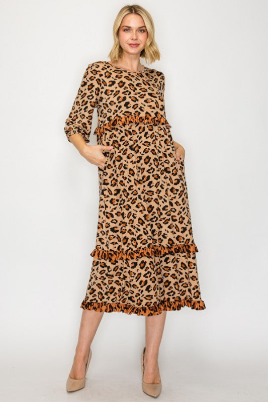 Tiered Ruffle Leopard Dress Final Sale