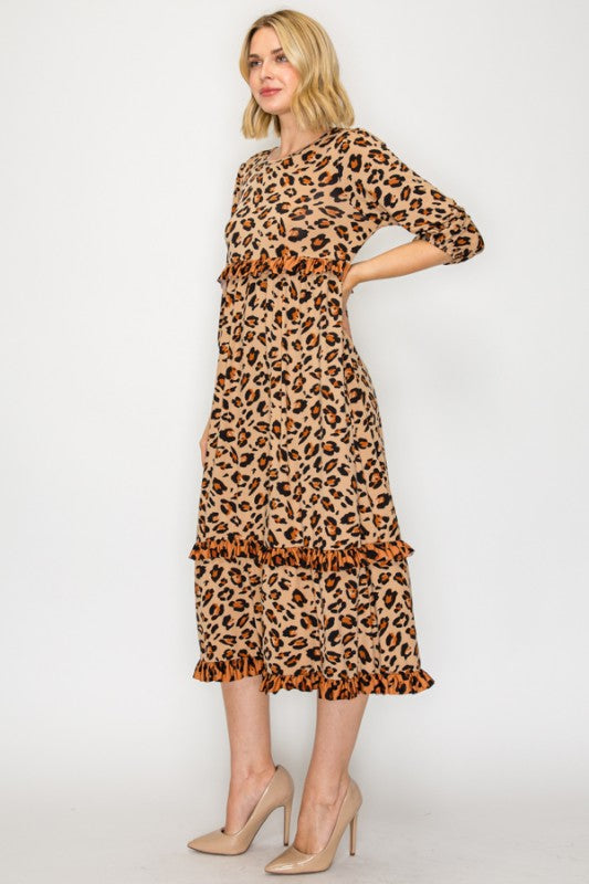 Tiered Ruffle Leopard Dress Final Sale