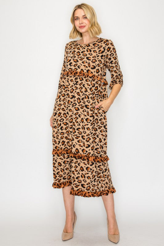 Tiered Ruffle Leopard Dress Final Sale