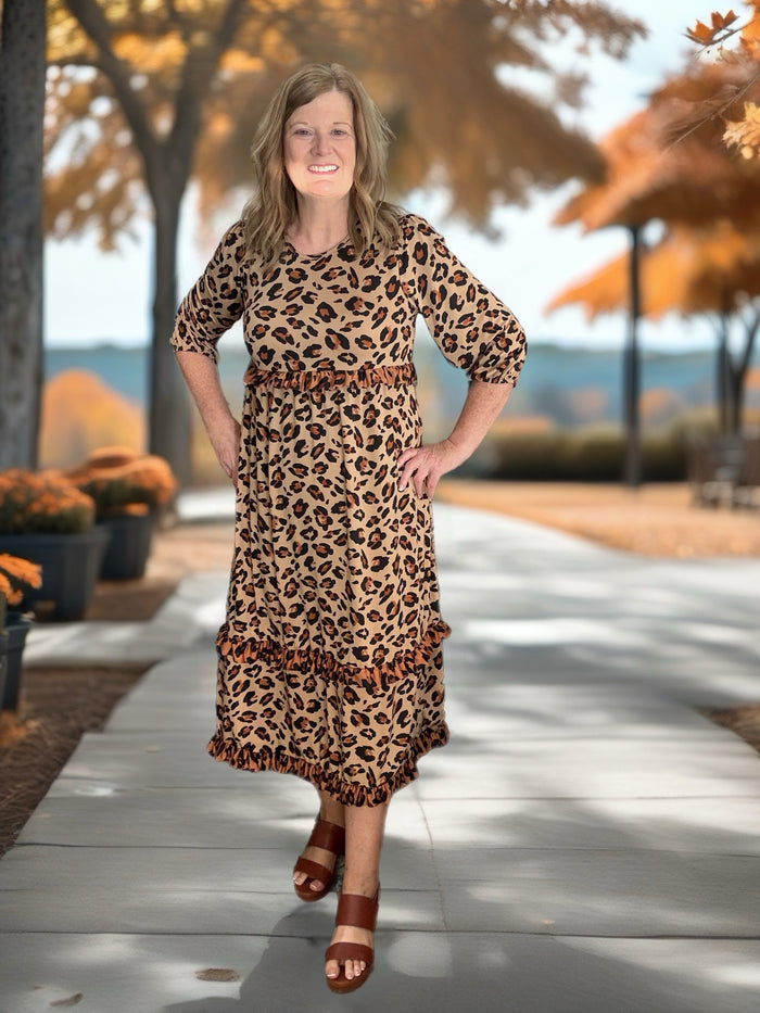 Tiered Ruffle Leopard Dress Final Sale