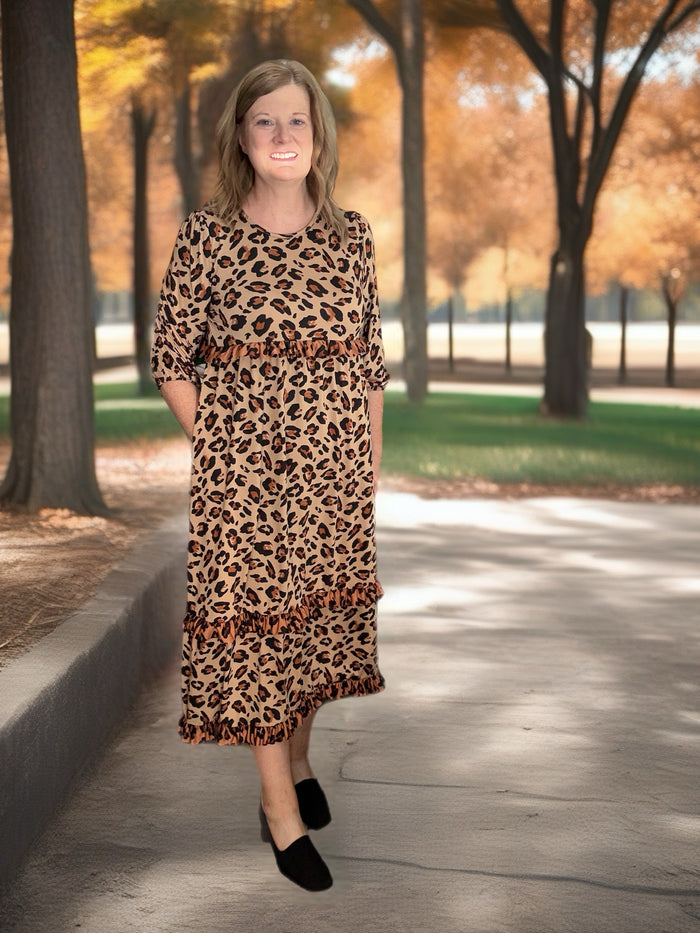 Tiered Ruffle Leopard Dress Final Sale