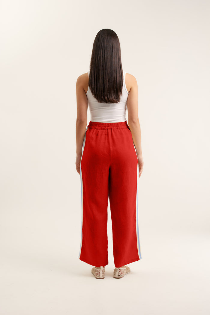 Tilly Linen Pant  In Red