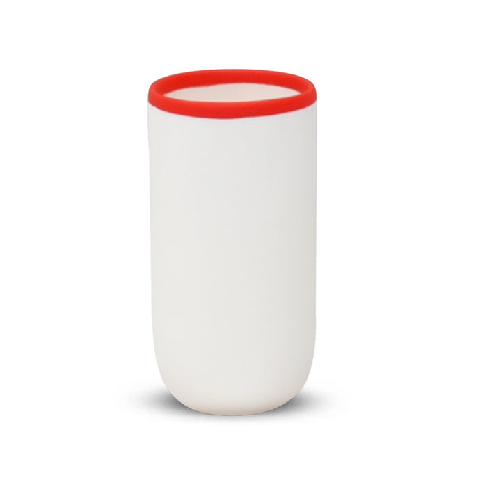 Ligne Tall White Cup With Red Rim Eleish Van Breems Home