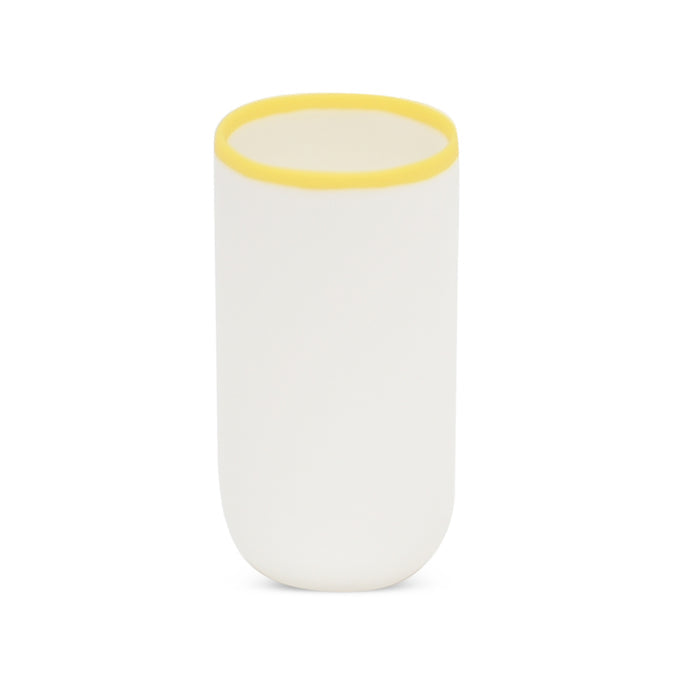 Ligne Tall White Cup With Sunshine Yellow Rim Eleish Van Breems Home