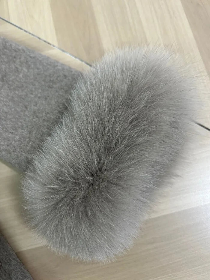 Tossy | Women's Fur Coat – Wool Blend Coat Faux Fur Trim Elegant Short Coat