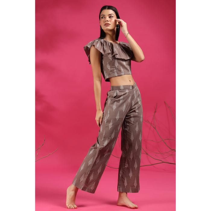 Tropical Leaves on Grey Cotton Co-ord Set