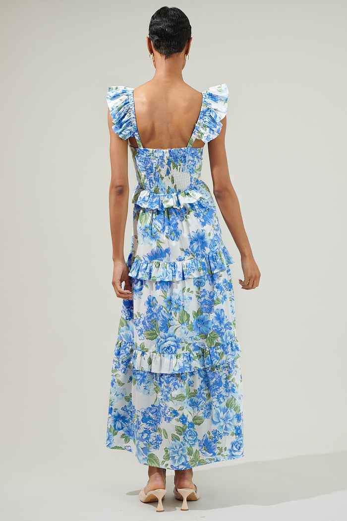 Truth Be Told Blue Floral Tiered Maxi Dress