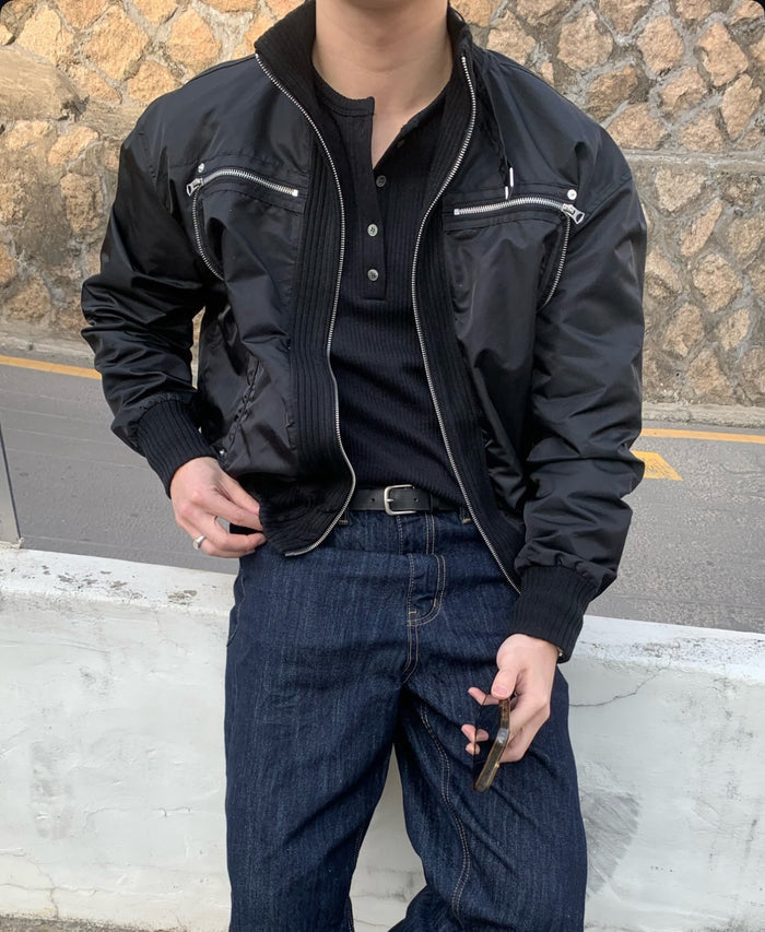 Two-Way Zip Nylon Blouson