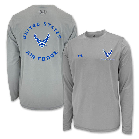 United States Air Force Wings Under Armour Tech Long Sleeve T-Shirt (Grey)