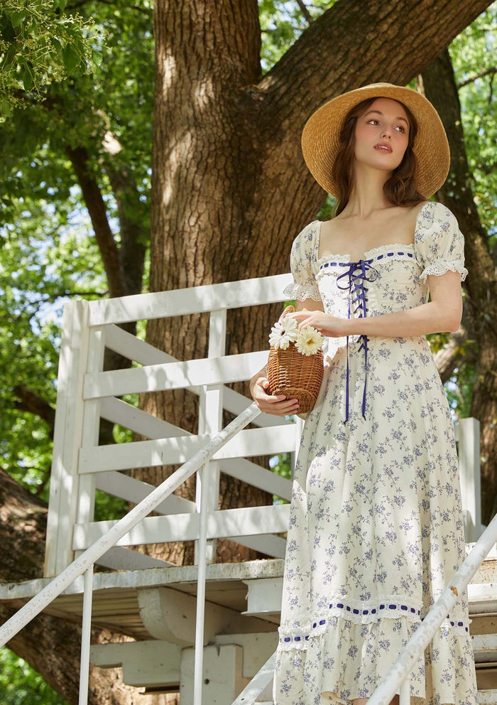 Lacemade "Petrea Volubilis" - Dainty blue floral dress for tea parties