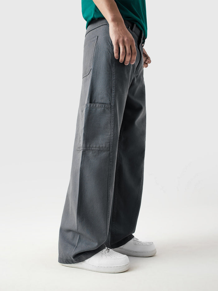 Utility V1 grey cargos male model back view wide leg utility Pakistan – GROOVY