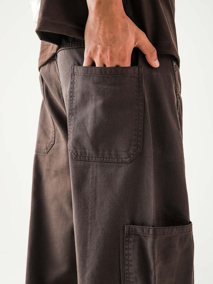Mocha brown Utility V1 cargos male model side view Pakistan – GROOVY