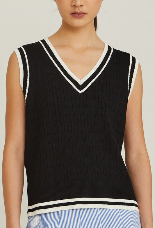 V-Neck Varsity Knitted Vest