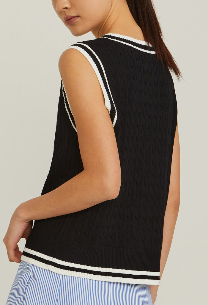 V-Neck Varsity Knitted Vest