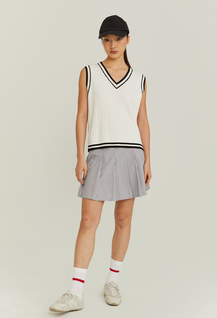 V-Neck Varsity Knitted Vest