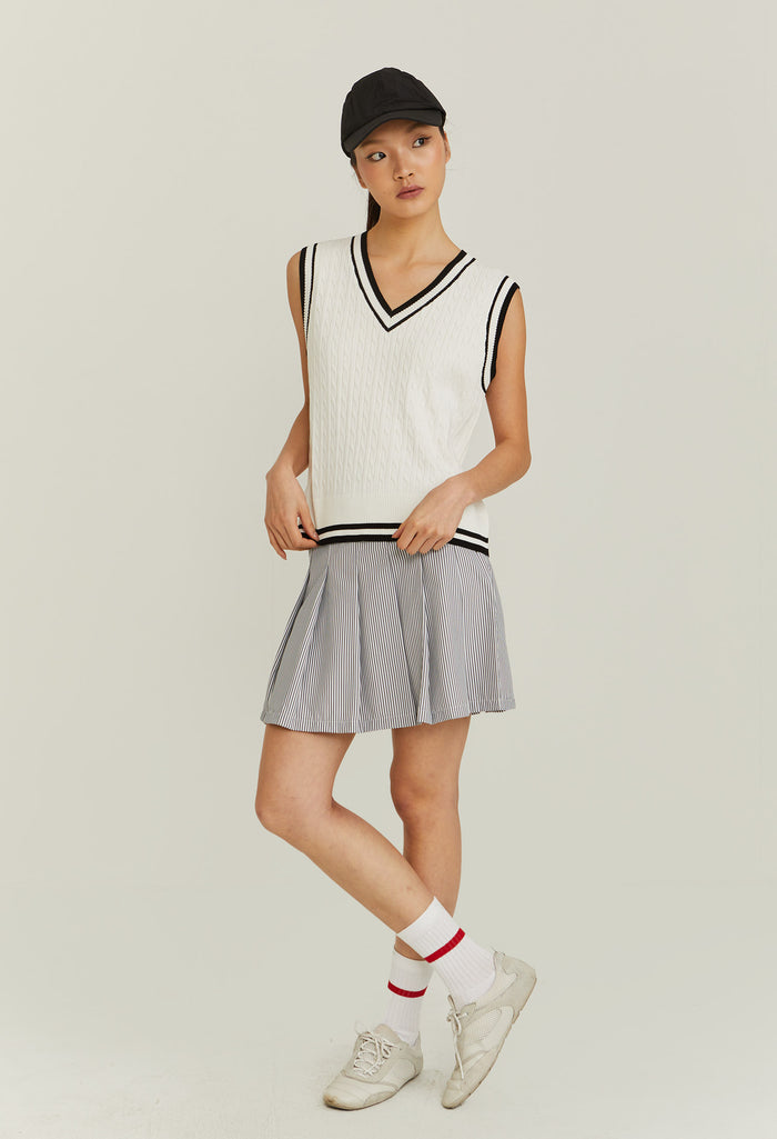 V-Neck Varsity Knitted Vest